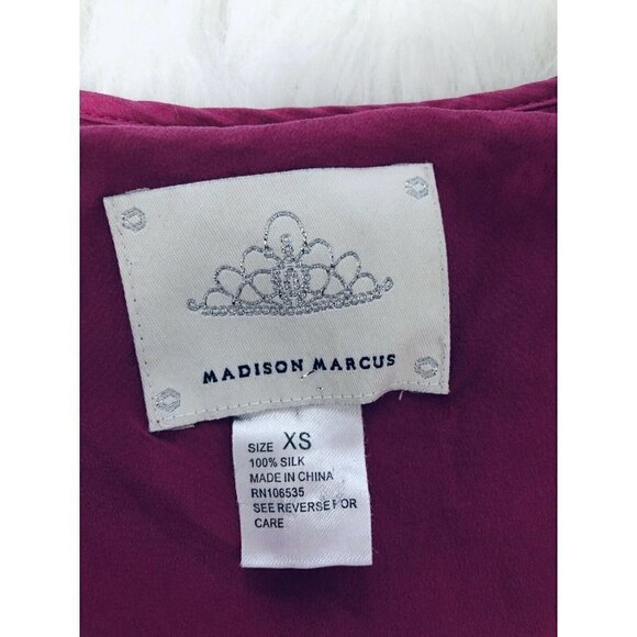 Madison Marcus Mini Dress Size XS Womens 100% Silk Deep V Neck - Picture 3 of 5